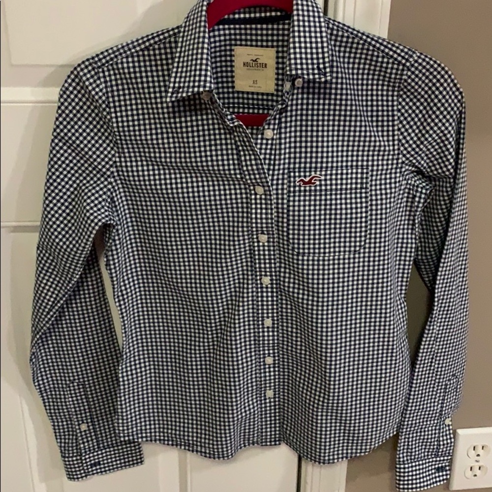 Hollister Gingham Print Collared Button Down Top - image 1